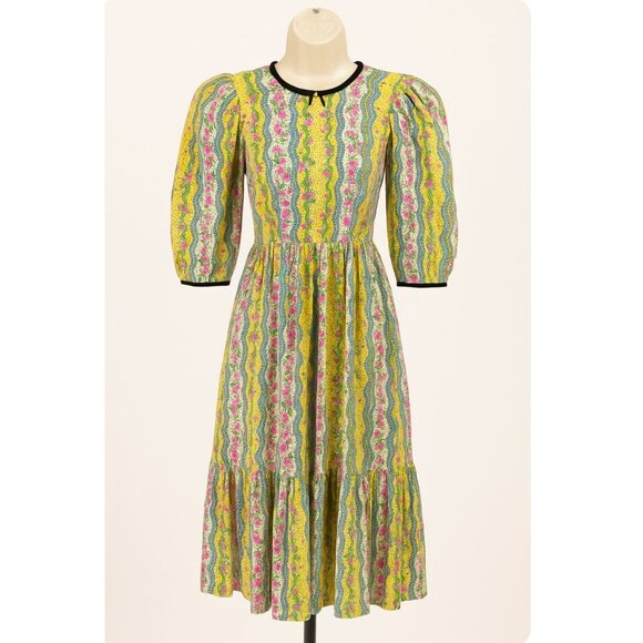 Cath Kidston London Sweet Pea Striped Soft Waisted Dress - Size 2 - Picture 1 of 11